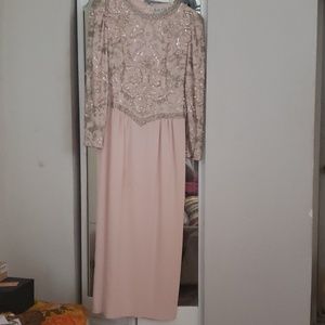 Black tie Oleg Cassini vintage beaded sequins gown